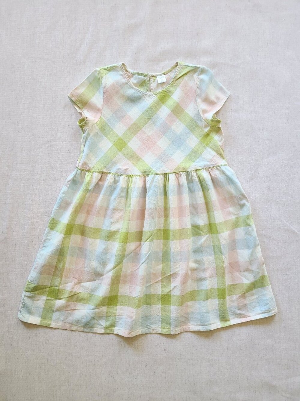 Girls Plaid Linen Dress Size 16 Peyton & Parker Green Blue Pink Gingham